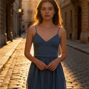 Priscilla of Boston 100% Silk Blue Dress Size 10